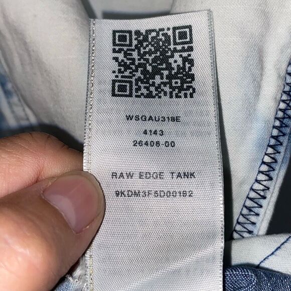 True Religion Women's Bleached Indigo Raw Edge Tie Dye V-Neck Tank Top Size XS - Picture 7 of 8